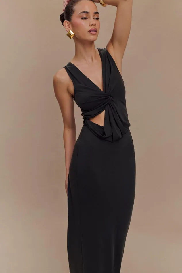 Women Meshki Dresses Kassidy Peached Jersey Maxi Dress 8211 Black