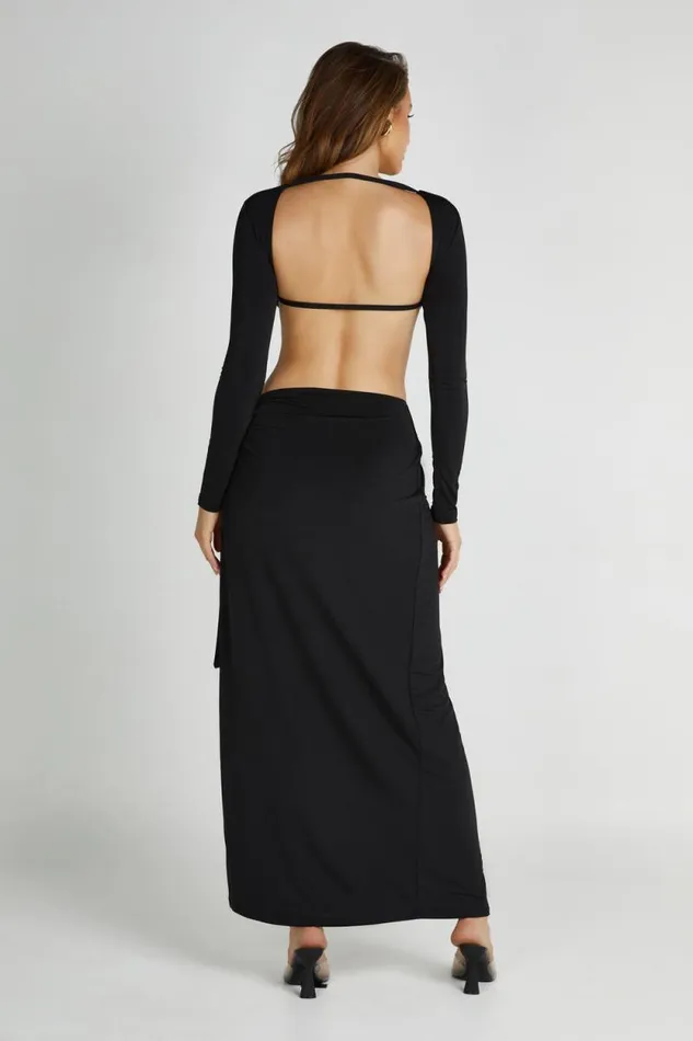 Women Meshki Dresses Kiandra Slinky Knot Maxi Dress 8211 Black