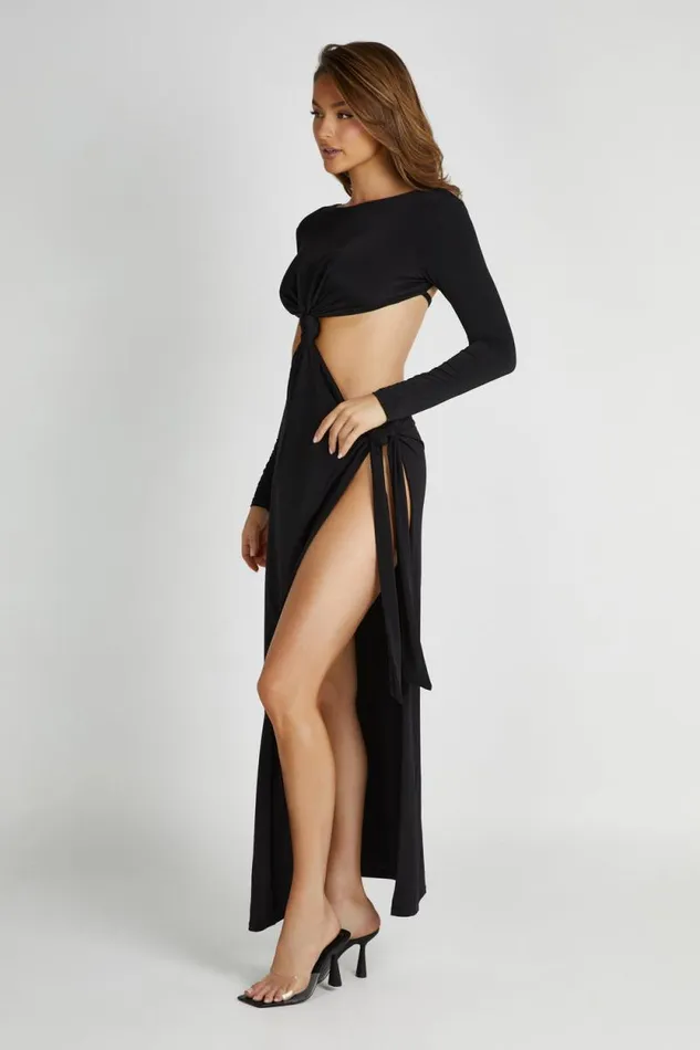 Women Meshki Dresses Kiandra Slinky Knot Maxi Dress 8211 Black