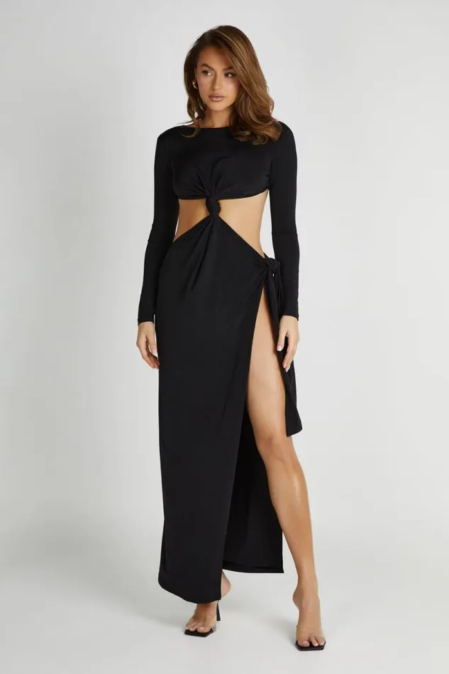 Women Meshki Dresses Kiandra Slinky Knot Maxi Dress 8211 Black