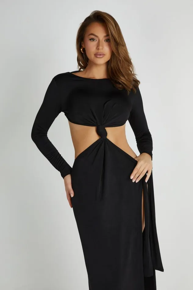 Women Meshki Dresses Kiandra Slinky Knot Maxi Dress 8211 Black