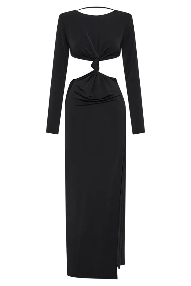 Women Meshki Dresses Kiandra Slinky Knot Maxi Dress 8211 Black