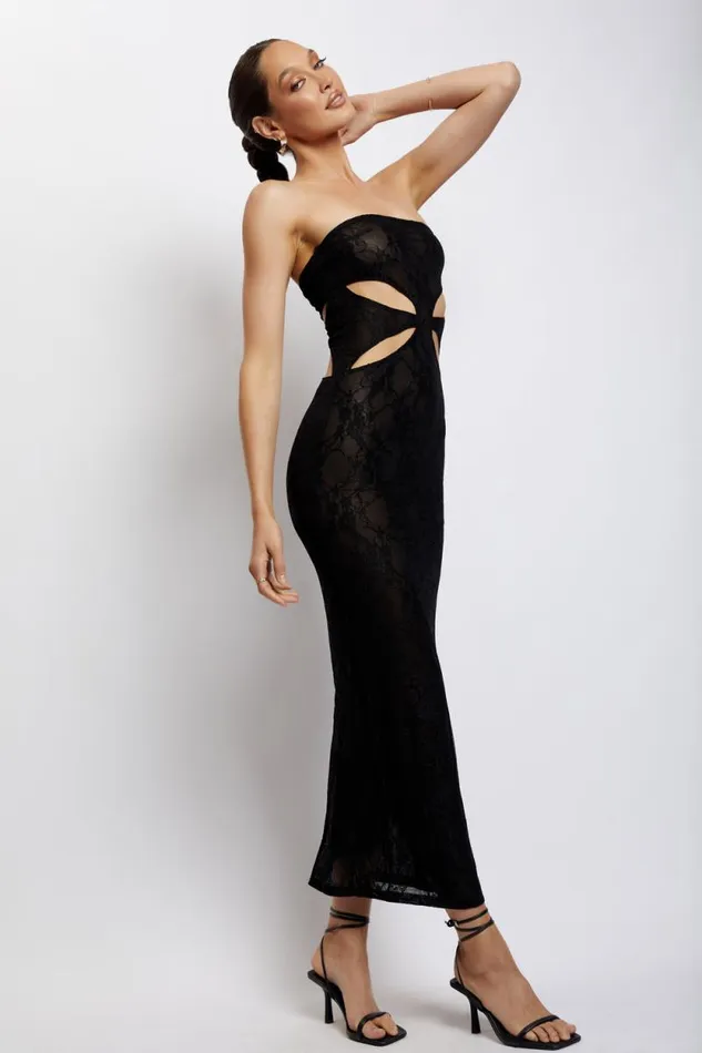 Women Meshki Dresses Krista Cut Out Bandeau Maxi Dress 8211 Black