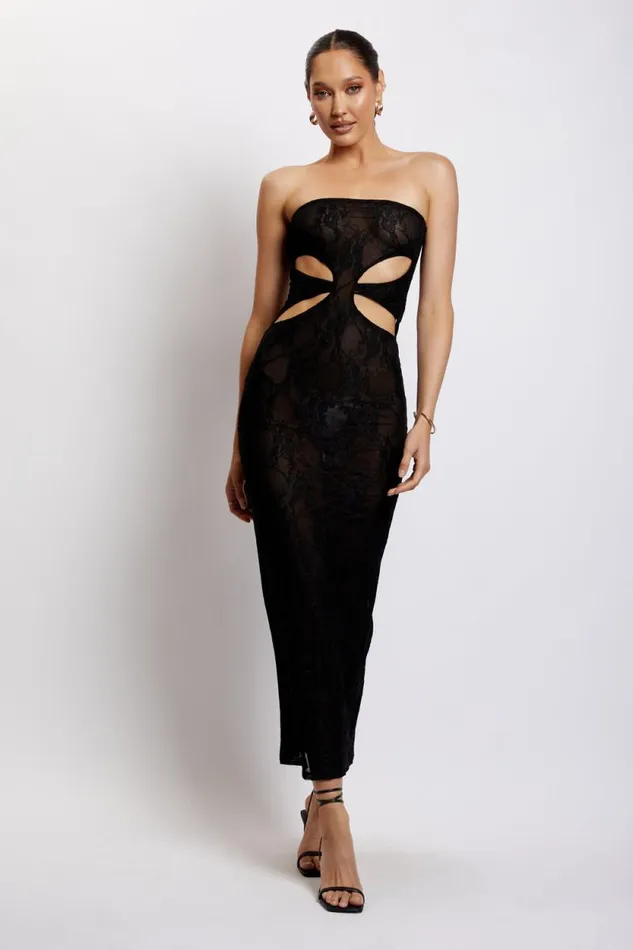 Women Meshki Dresses Krista Cut Out Bandeau Maxi Dress 8211 Black