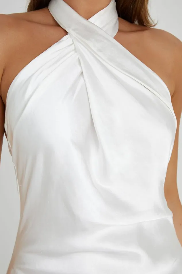 Women Meshki Dresses Laura Halter Satin Gown 8211 White