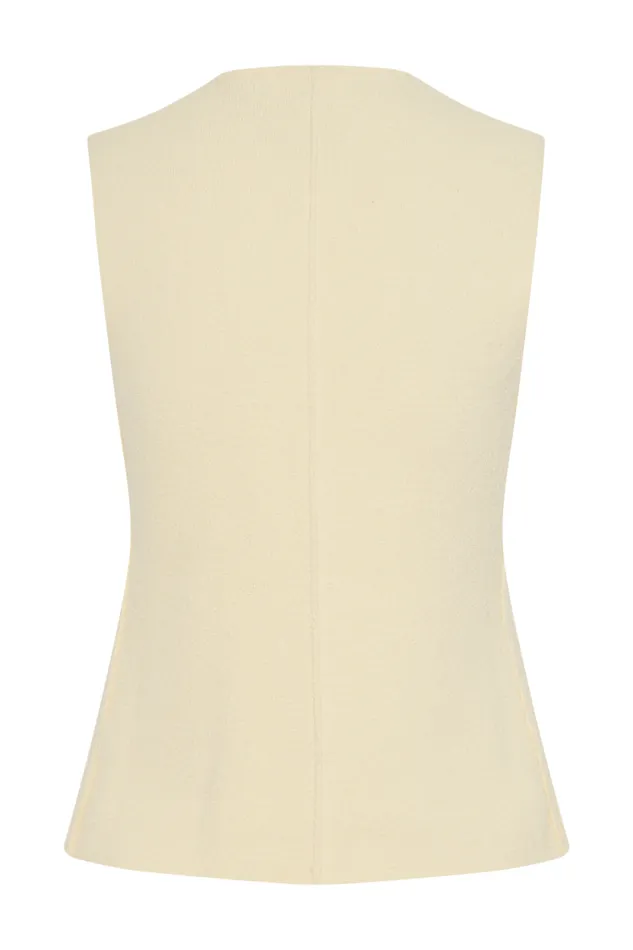 Women Meshki Dresses Malika Sleeveless Gold Button Vest 8211 Lemon