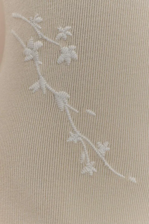 Women Meshki Dresses Mckenna Embroidered Knit Midi Dress 8211 Cream And Ivory