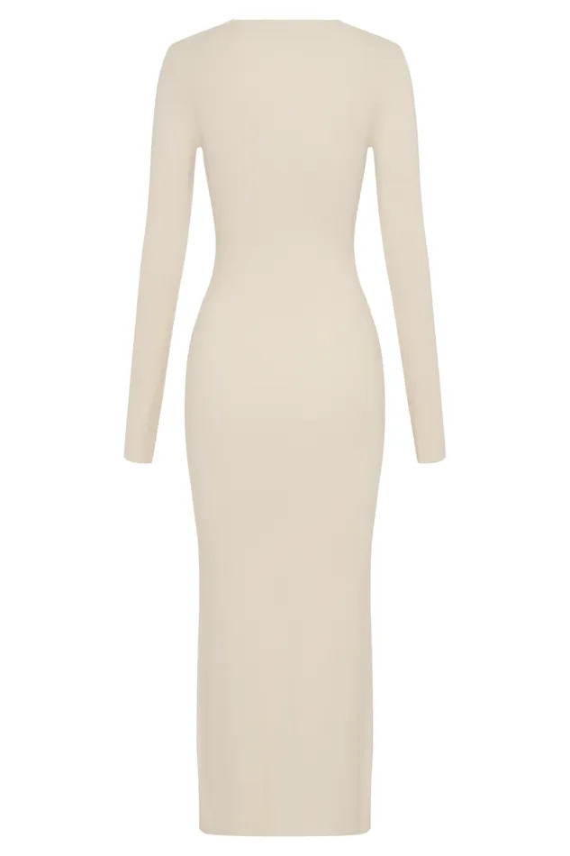 Women Meshki Dresses Mckenna Embroidered Knit Midi Dress 8211 Cream And Ivory