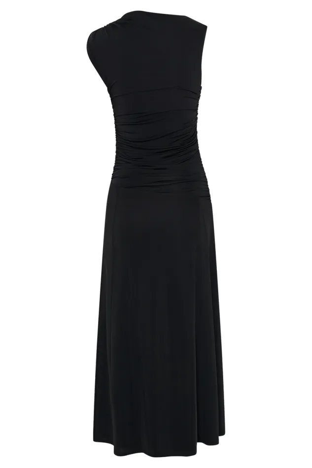 Women Meshki Dresses Navanna Asymmetric Slinky Midi Dress 8211 Black