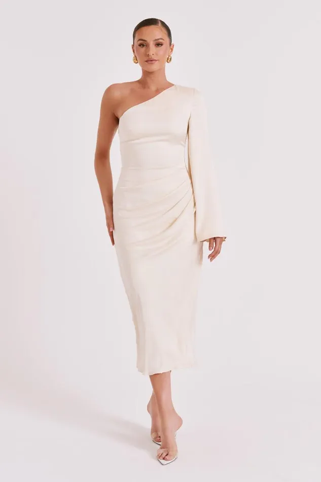 Women Meshki Dresses Nyomi One Shoulder Maxi Dress 8211 Ivory