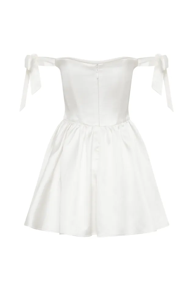 Women Meshki Dresses Rita Satin Mini Dress With Bow Sleeves 8211 White