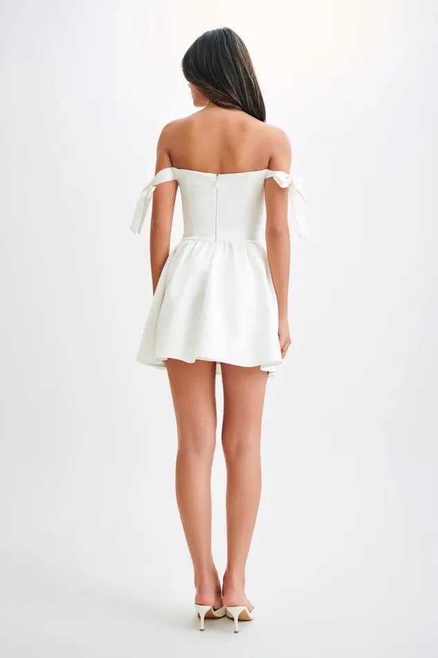 Women Meshki Dresses Rita Satin Mini Dress With Bow Sleeves 8211 White