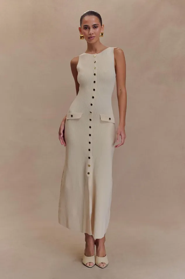 Women Meshki Dresses Sawyer Sleeveless Buttoned Maxi Dress 8211 Ivory