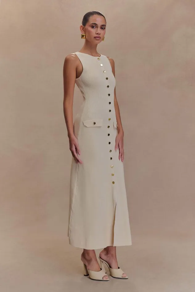 Women Meshki Dresses Sawyer Sleeveless Buttoned Maxi Dress 8211 Ivory