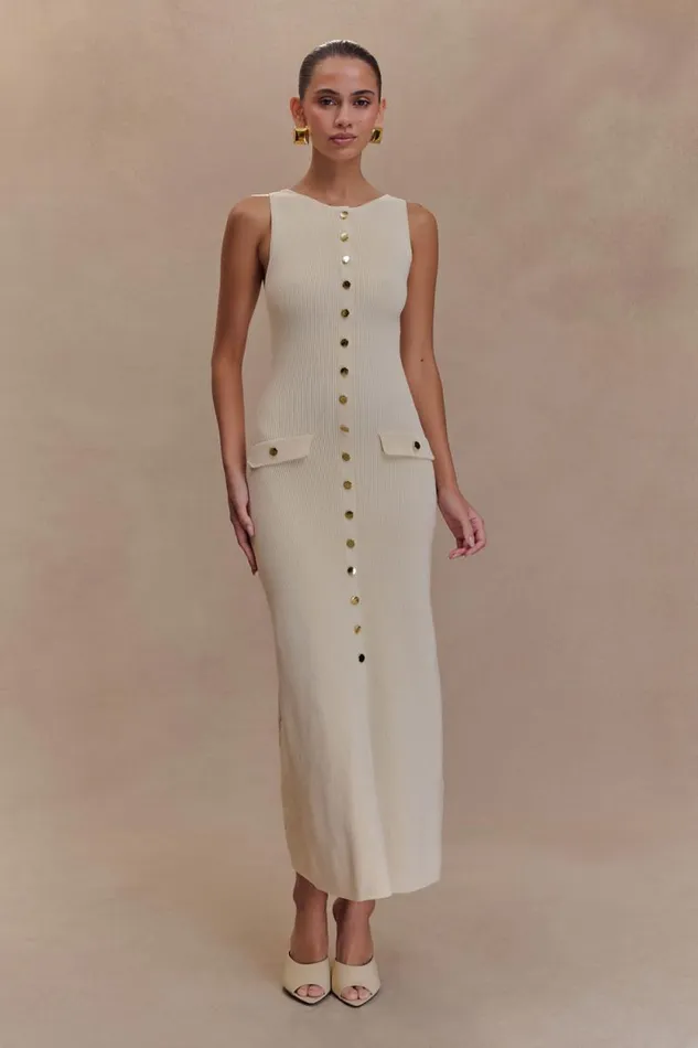Women Meshki Dresses Sawyer Sleeveless Buttoned Maxi Dress 8211 Ivory