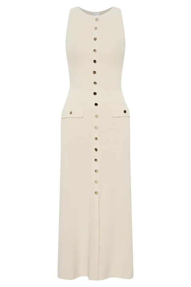 Women Meshki Dresses Sawyer Sleeveless Buttoned Maxi Dress 8211 Ivory