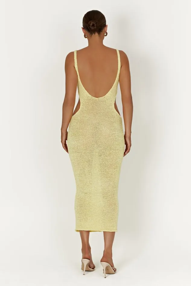 Women Meshki Dresses Shae Scoop Neck Knit Midi Dress 8211 Lemon