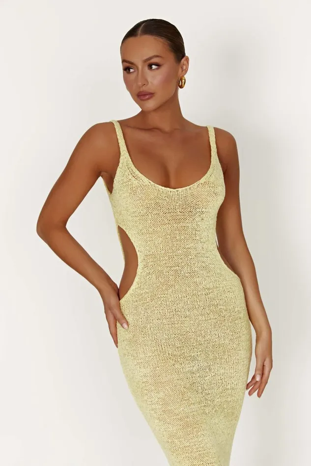 Women Meshki Dresses Shae Scoop Neck Knit Midi Dress 8211 Lemon