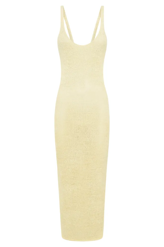 Women Meshki Dresses Shae Scoop Neck Knit Midi Dress 8211 Lemon