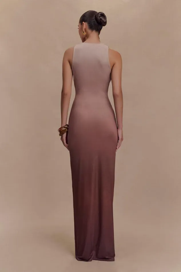 Women Meshki Dresses Stella Draped Slinky Maxi Dress 8211 Mocha Ombre
