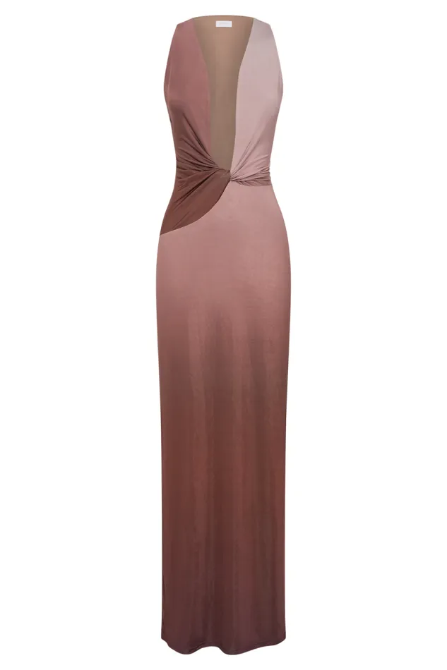 Women Meshki Dresses Stella Draped Slinky Maxi Dress 8211 Mocha Ombre