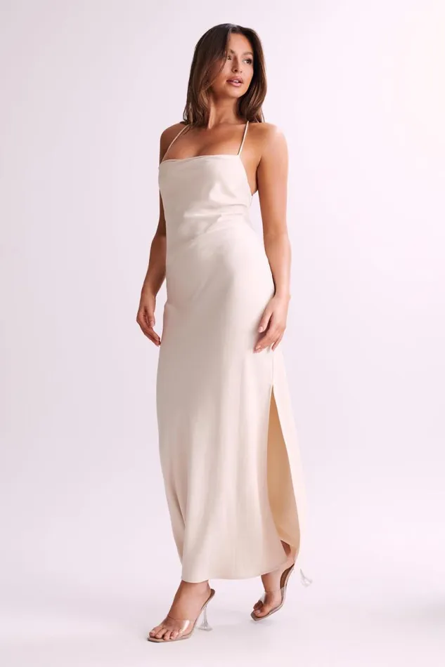 Women Meshki Dresses Sydney Straight Neck Slip Maxi Dress 8211 Cream