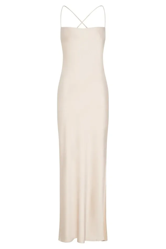Women Meshki Dresses Sydney Straight Neck Slip Maxi Dress 8211 Cream