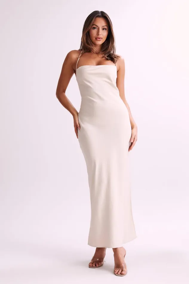 Women Meshki Dresses Sydney Straight Neck Slip Maxi Dress 8211 Cream