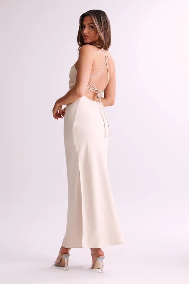 Women Meshki Dresses Sydney Straight Neck Slip Maxi Dress 8211 Cream