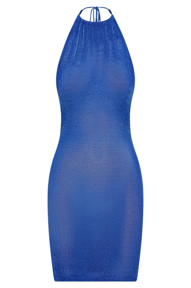 Women Meshki Dresses Tala Halter Neck Mini Dress 8211 Persian Blue