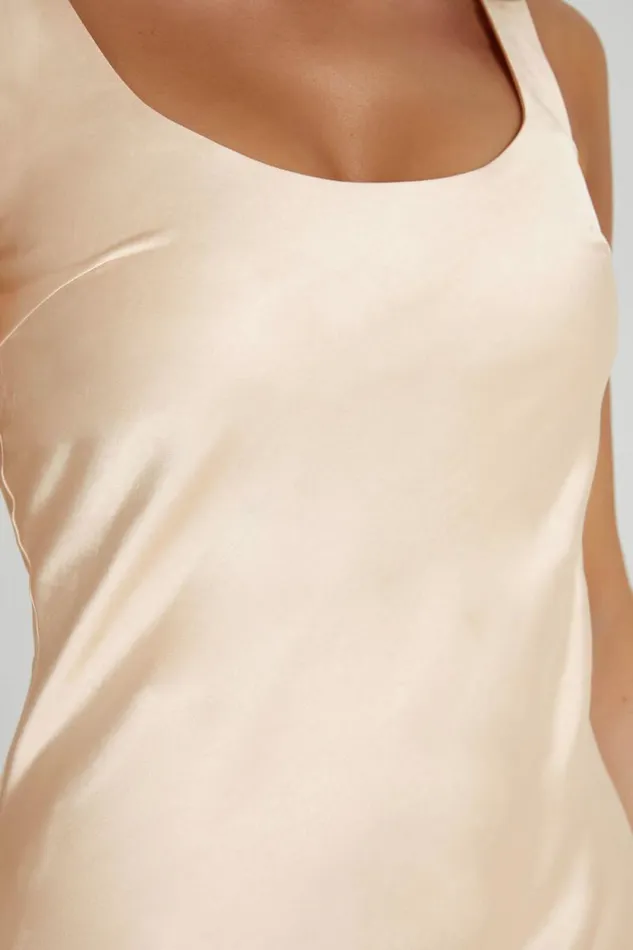 Women Meshki Dresses Tamara Satin Iridescent Slip Midi Dress 8211 Apricot