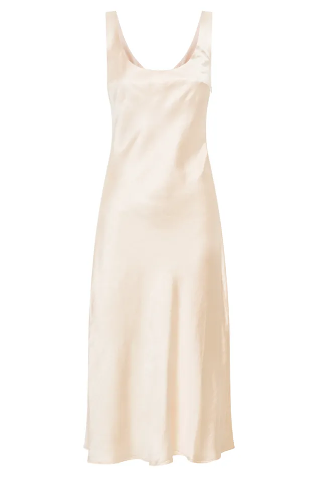 Women Meshki Dresses Tamara Satin Iridescent Slip Midi Dress 8211 Apricot