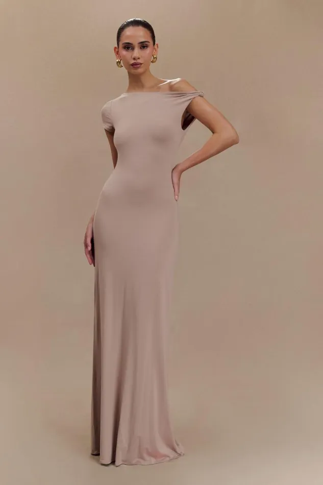 Women Meshki Dresses Tamsin Short Sleeve Modal Maxi Dress 8211 Mushroom