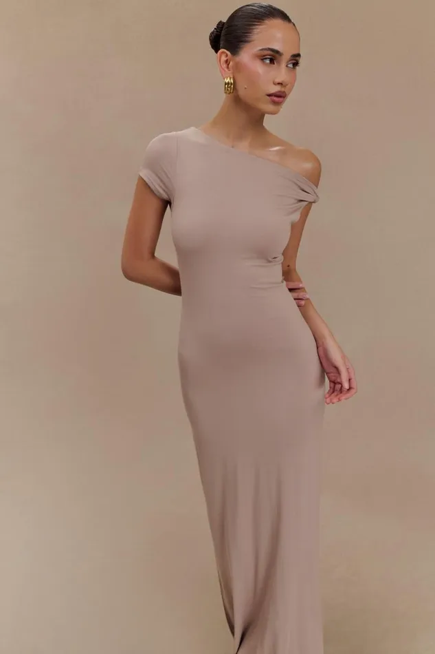 Women Meshki Dresses Tamsin Short Sleeve Modal Maxi Dress 8211 Mushroom
