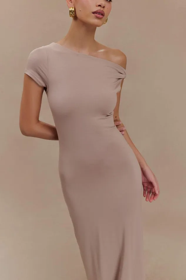 Women Meshki Dresses Tamsin Short Sleeve Modal Maxi Dress 8211 Mushroom