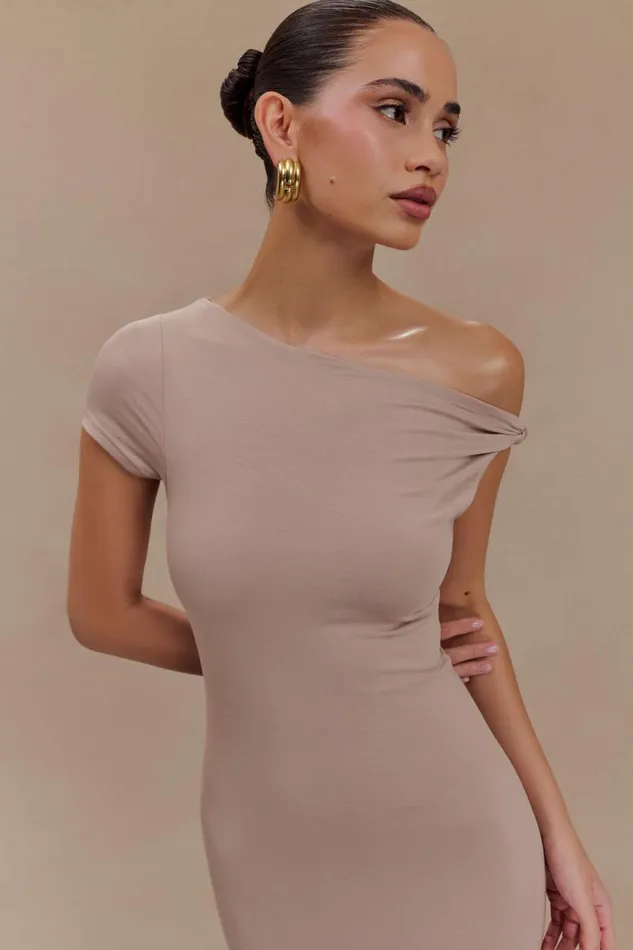 Women Meshki Dresses Tamsin Short Sleeve Modal Maxi Dress 8211 Mushroom