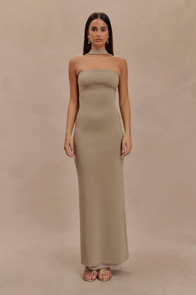Women Meshki Dresses Velma Halter Collar Maxi Dress 8211 Mushroom