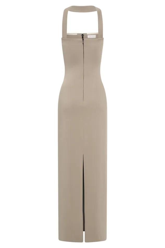 Women Meshki Dresses Velma Halter Collar Maxi Dress 8211 Mushroom