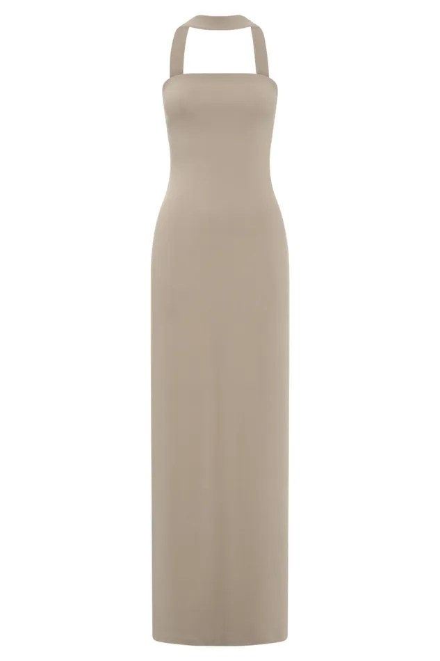 Women Meshki Dresses Velma Halter Collar Maxi Dress 8211 Mushroom