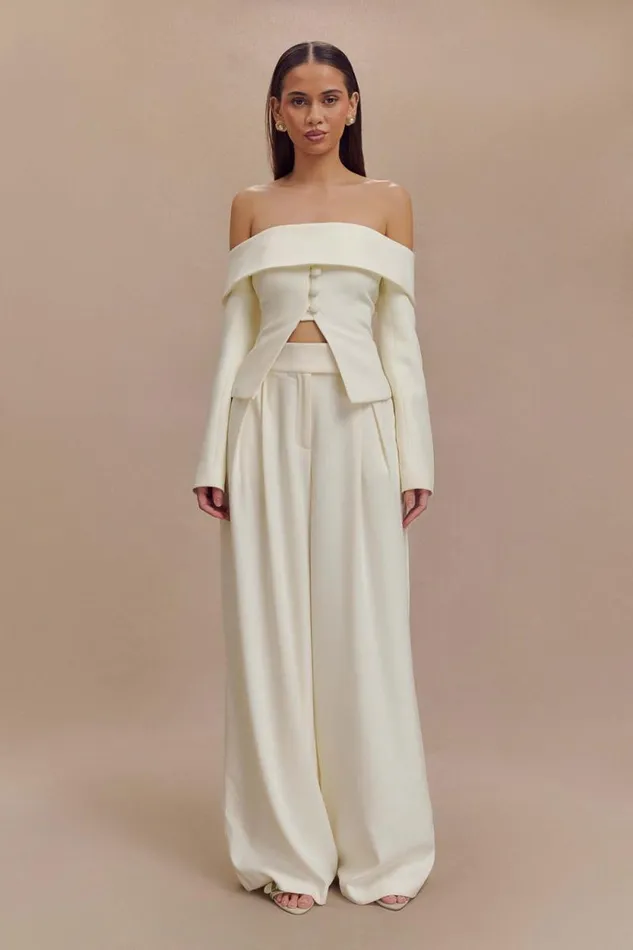 Women Meshki Outerwear Celene Off Shoulder Jacket 8211 Ivory