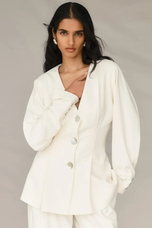 Women Meshki Outerwear Kendall Balloon Sleeve Jacket 8211 Ivory