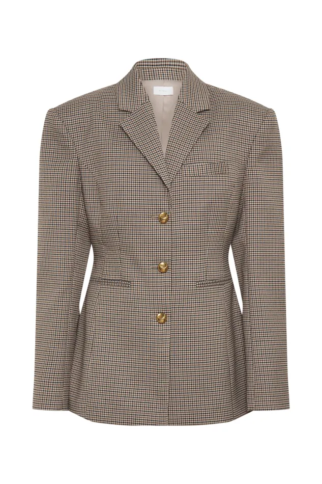 Women Meshki Outerwear Mila Shaped Blazer 8211 Tan Check