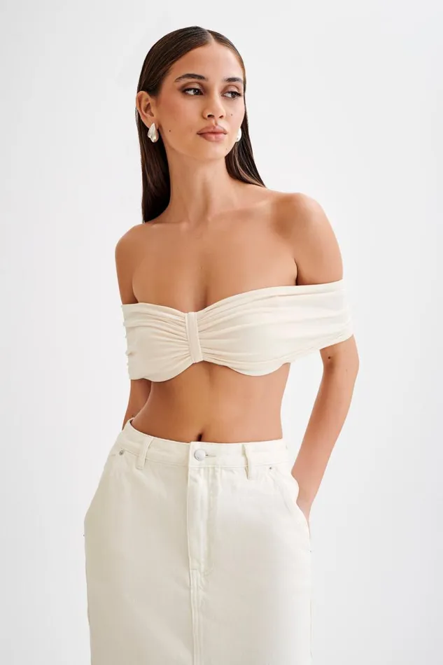 Women Meshki Tops Amber Slinky Crop Top 8211 Buttercream