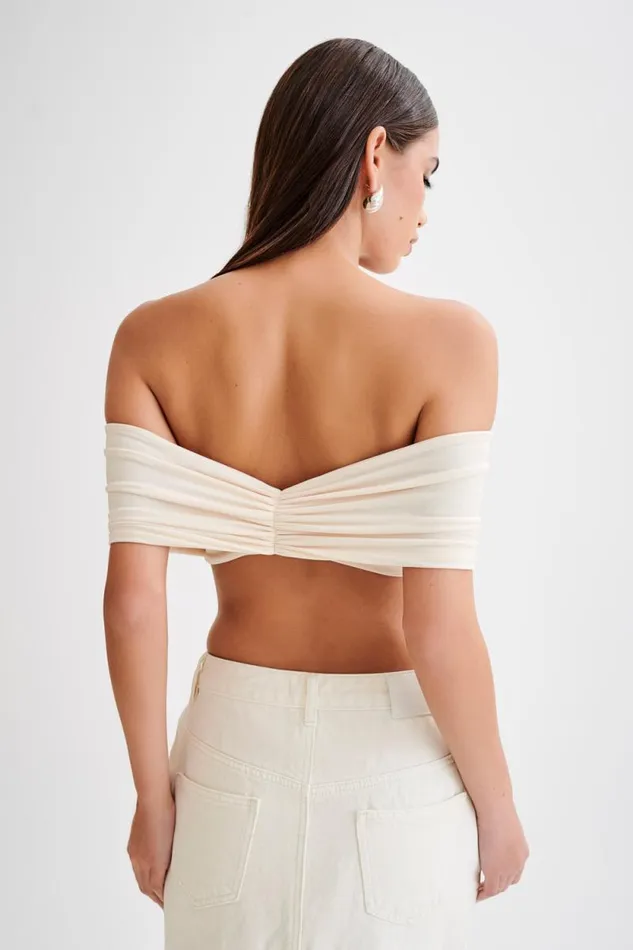 Women Meshki Tops Amber Slinky Crop Top 8211 Buttercream