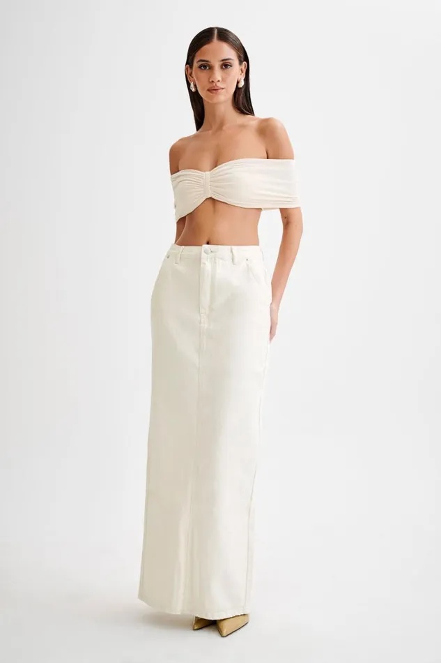 Women Meshki Tops Amber Slinky Crop Top 8211 Buttercream