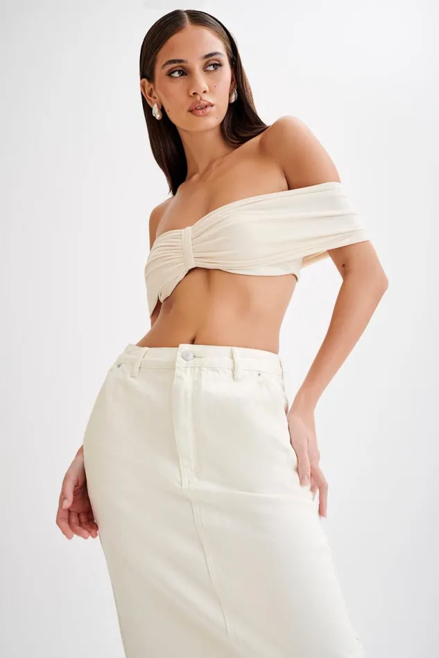 Women Meshki Tops Amber Slinky Crop Top 8211 Buttercream