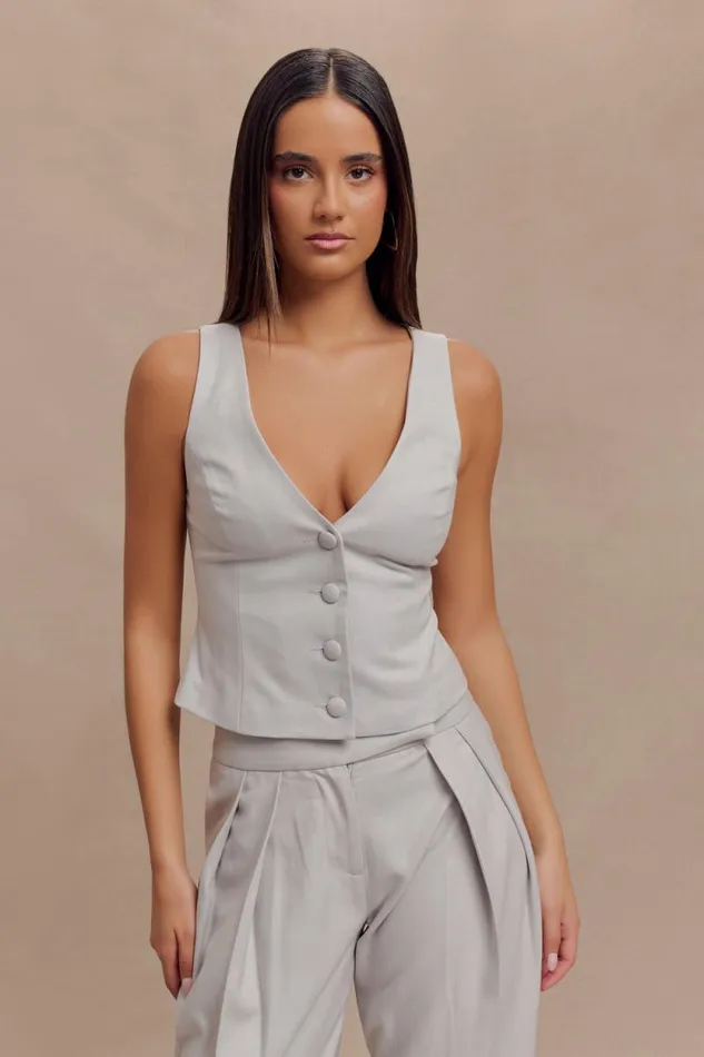 Women Meshki Tops Aspen Suiting Vest 8211 Grey