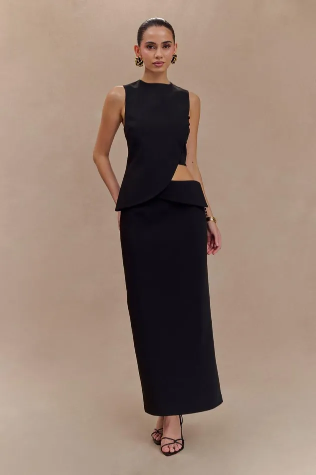 Women Meshki Tops Astrid Asymmetric Sleeveless Suiting Top 8211 Black