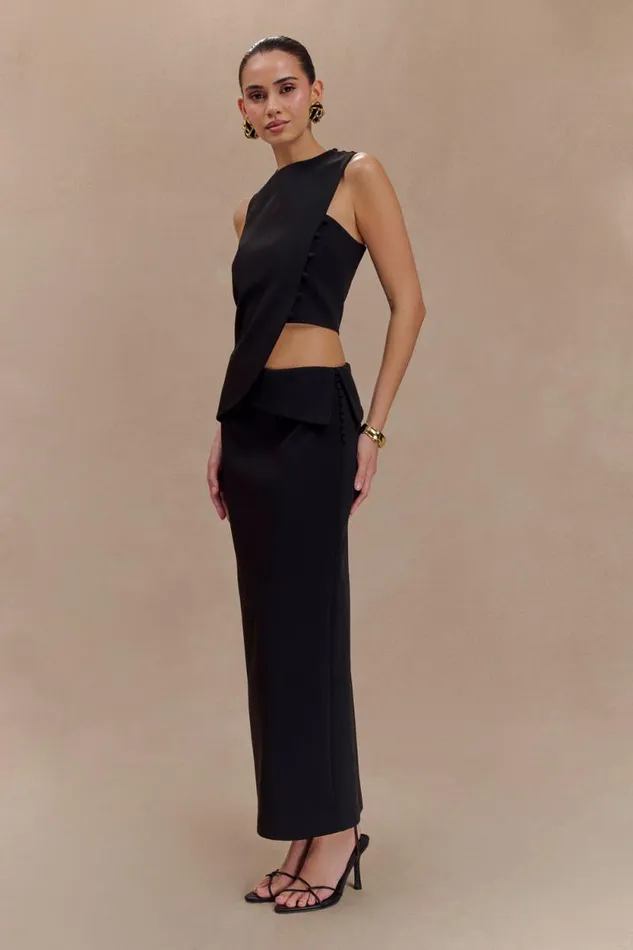 Women Meshki Tops Astrid Asymmetric Sleeveless Suiting Top 8211 Black