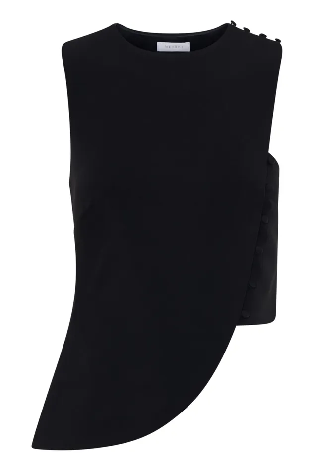 Women Meshki Tops Astrid Asymmetric Sleeveless Suiting Top 8211 Black